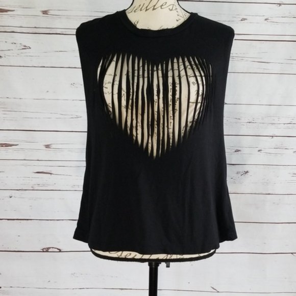 Poof! Tops - NWOT Poof! Shredded Heart Shape Sleeveless shirt